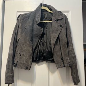 BlankNYC grey suede moto jacket
